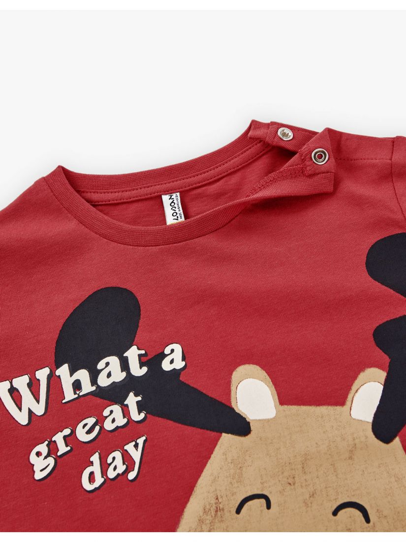 Μπλούζα βαμβακερή με print Rudolph ' What a great day' κόκκινο