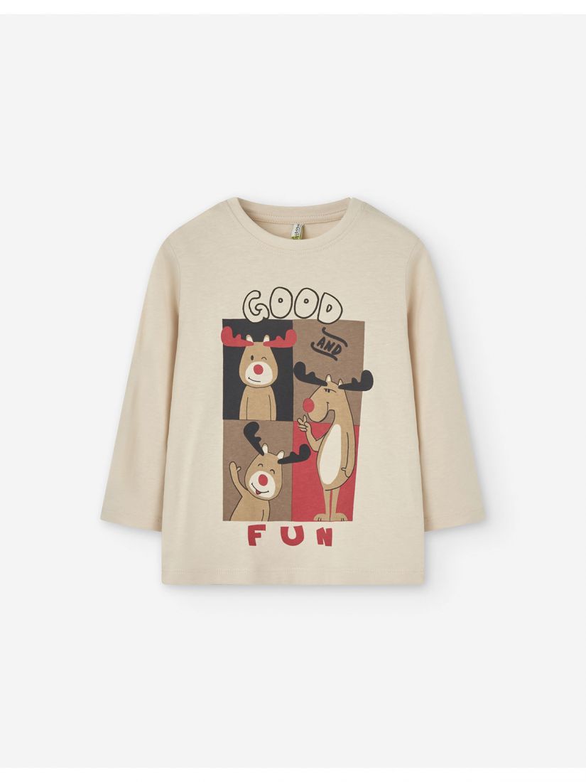 Μπλούζα βαμβακερή με print Rudolph ' good fun' μπεζ