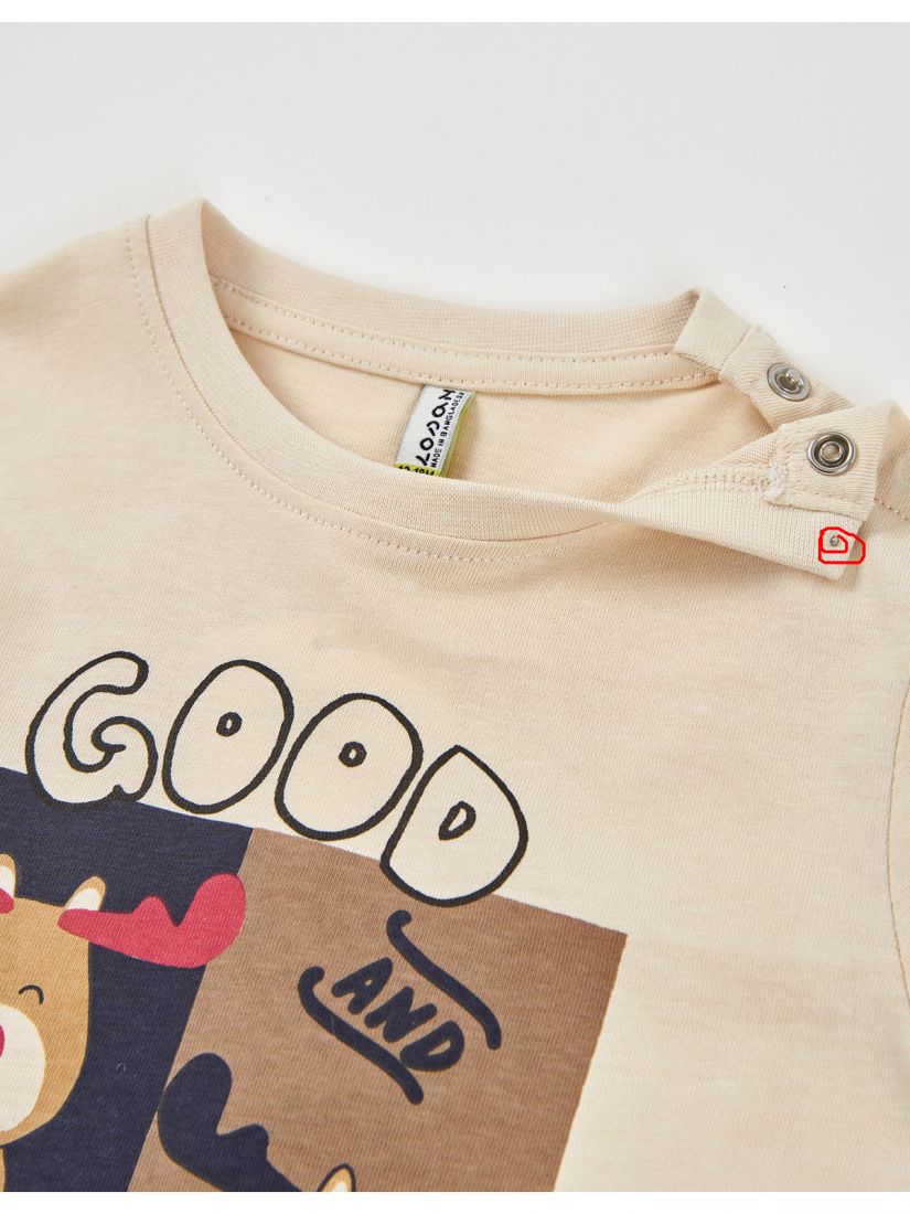 Μπλούζα βαμβακερή με print Rudolph ' good fun' μπεζ