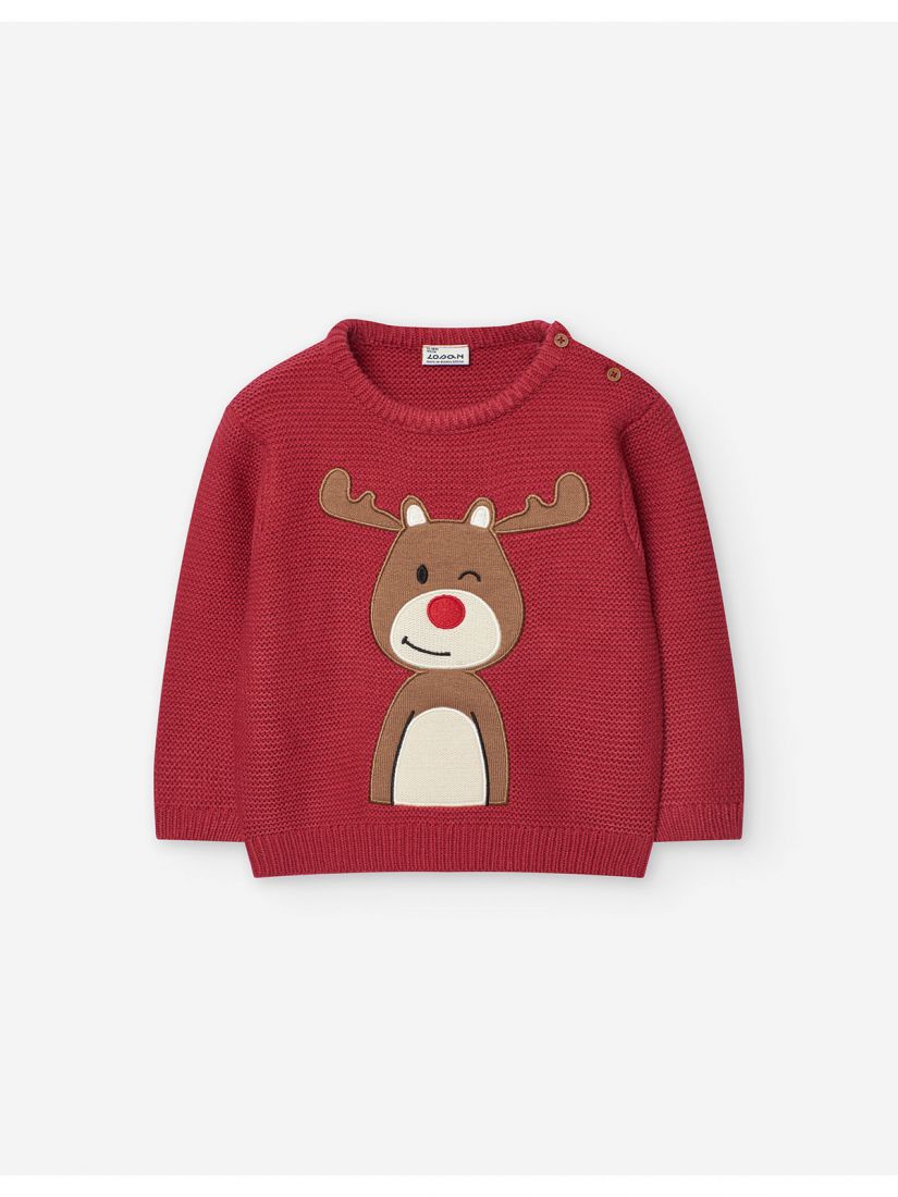 Μπλούζα πλεκτή με κέντημα Rudolph  κόκκινο