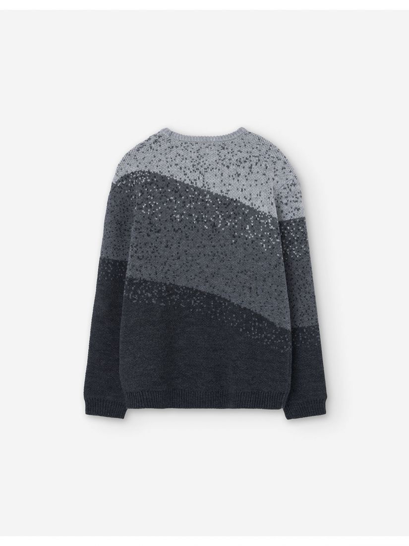 Μπλούζα πλεκτή με όμπρε print και λαιμόκοψη LSN Try γκρι