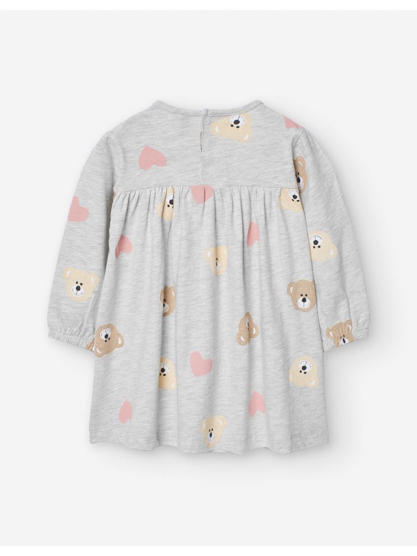 Φόρεμα βαμβακερό με print hearts and bears γκρι