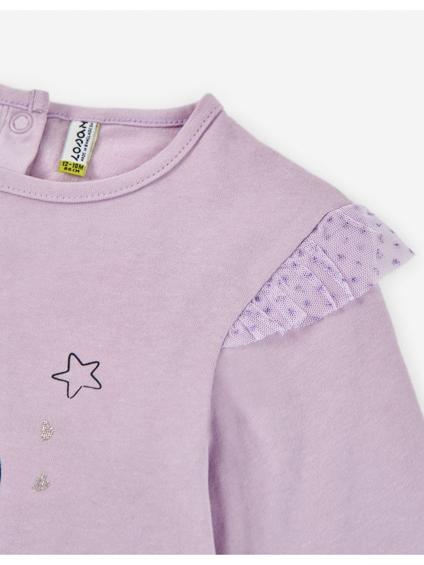 Σετ βρεφικό μπλούζα και κολάν βαμβακερό με print glitter unicorn λιλά
