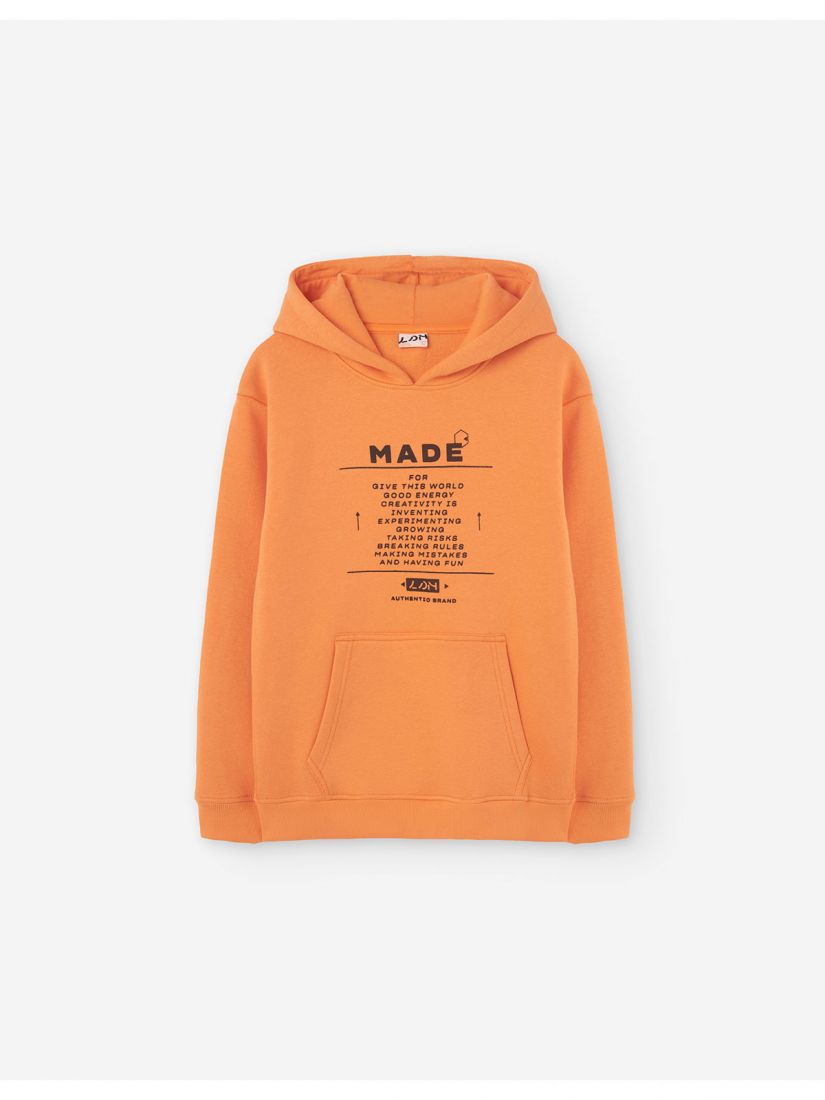 Μπλούζα φούτερ με fleece επένδυση και τσέπη  LSN TRY πορτοκαλί