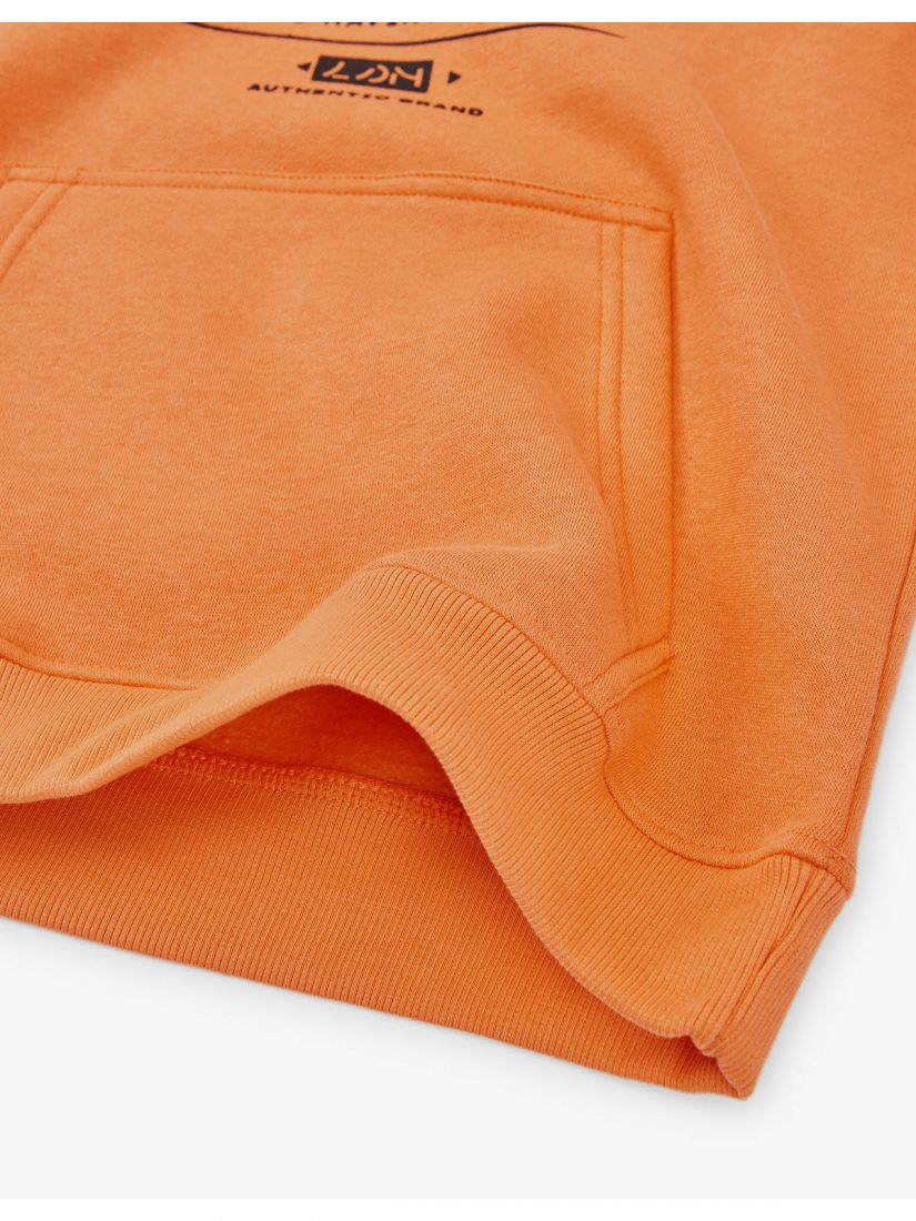 Μπλούζα φούτερ με fleece επένδυση και τσέπη  LSN TRY πορτοκαλί
