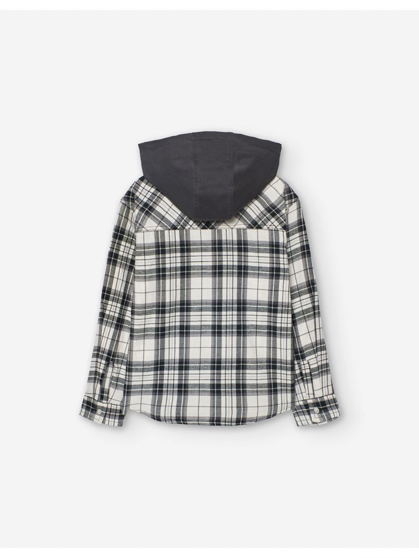 Πουκάμισο καρώ με αποσπώμενη κουκούλα και τσέπη Black Vibes μαύρο