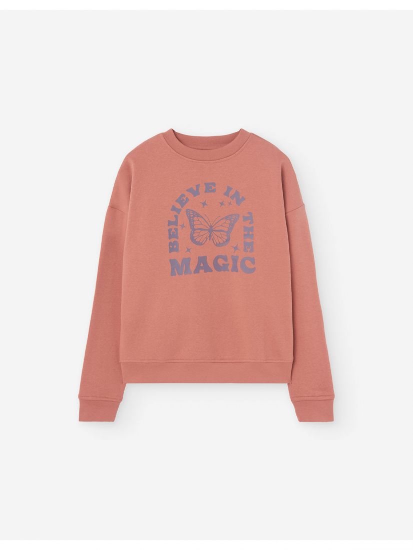 Φούτερ μπλούζα λεπτή με print 'believe in the magic' peach