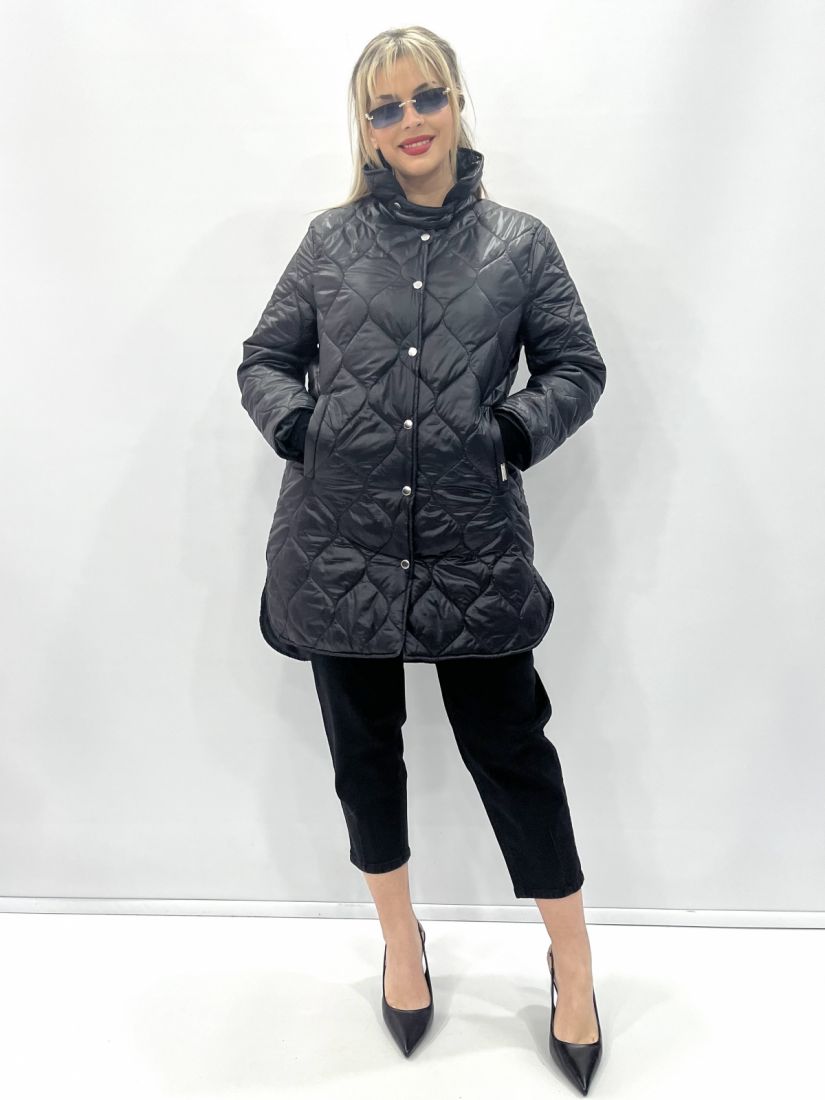 Μπουφάν καπιτονέ μακρύ ελαφρύ μαύρο