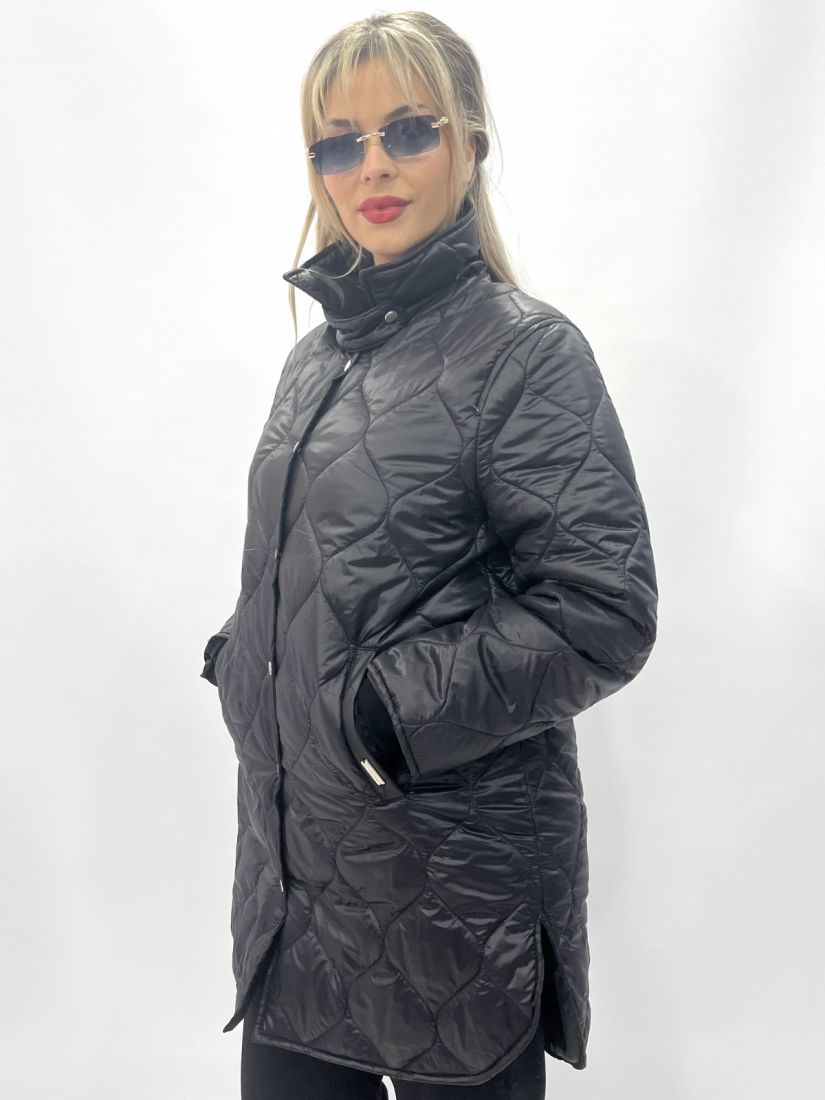 Μπουφάν καπιτονέ μακρύ ελαφρύ μαύρο