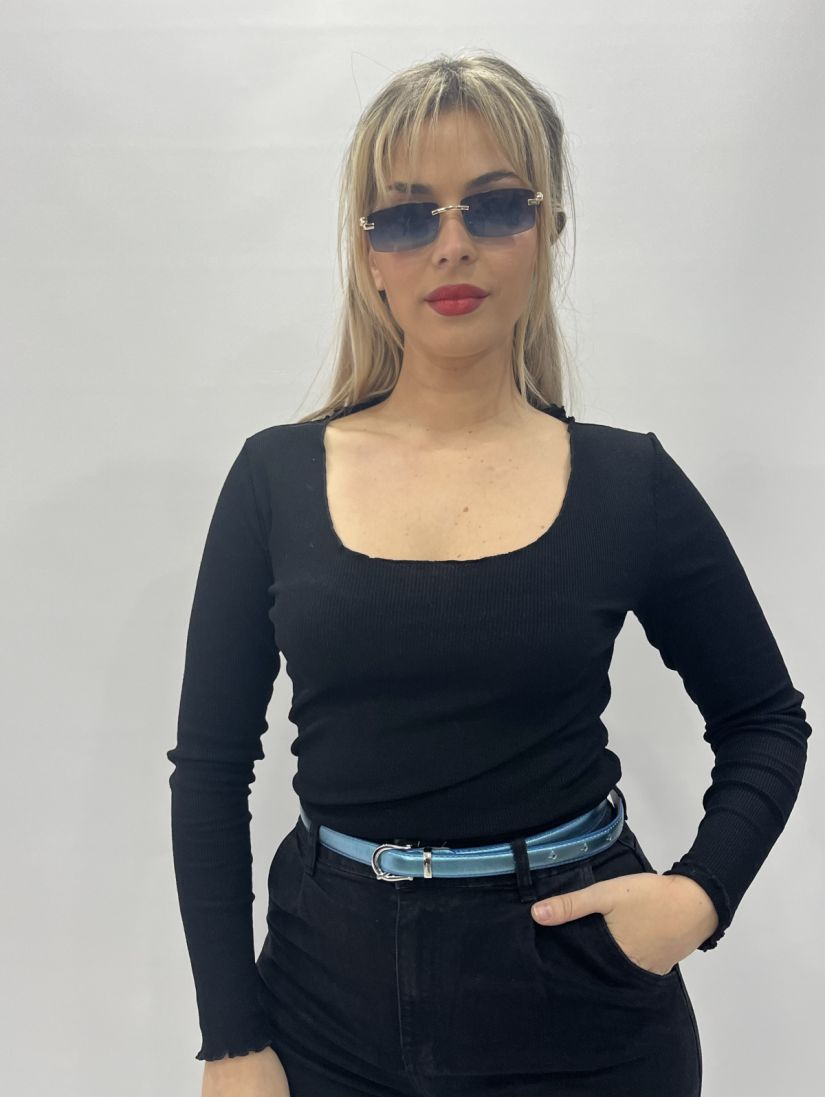 Μπλούζα ριπ cropped μαύρο