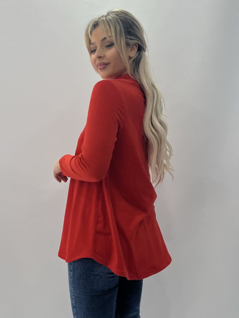 Μπλούζα βελουτέ ζιβάγκο εβαζέ κόκκινο