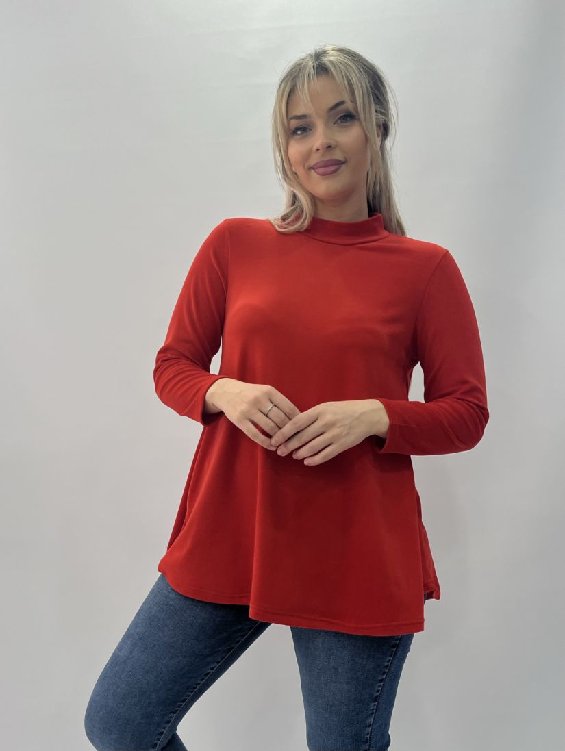 Μπλούζα βελουτέ ζιβάγκο εβαζέ κόκκινο