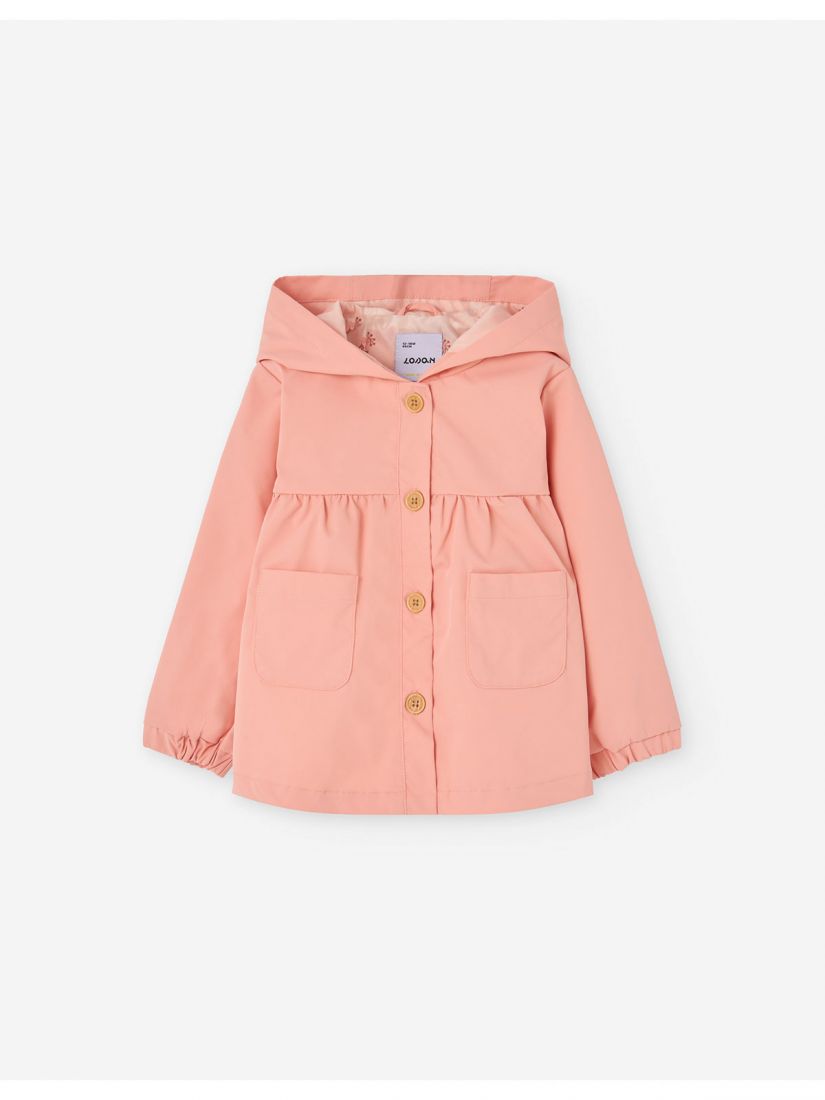 Πανωφόρι αντιανεμικό μονόχρωμο με κουκούλα και τσέπες girl peach