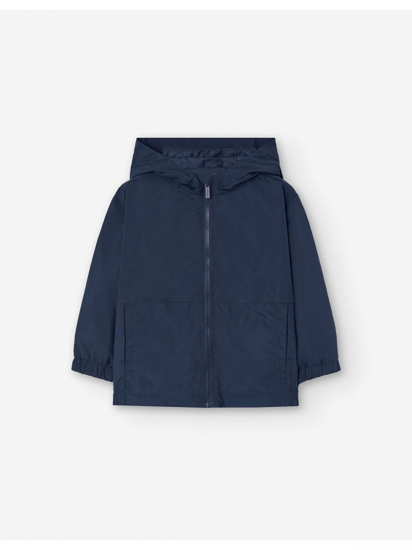 Πανωφόρι αντιανεμικό μονόχρωμο με κουκούλα και τσέπες boy μπλε