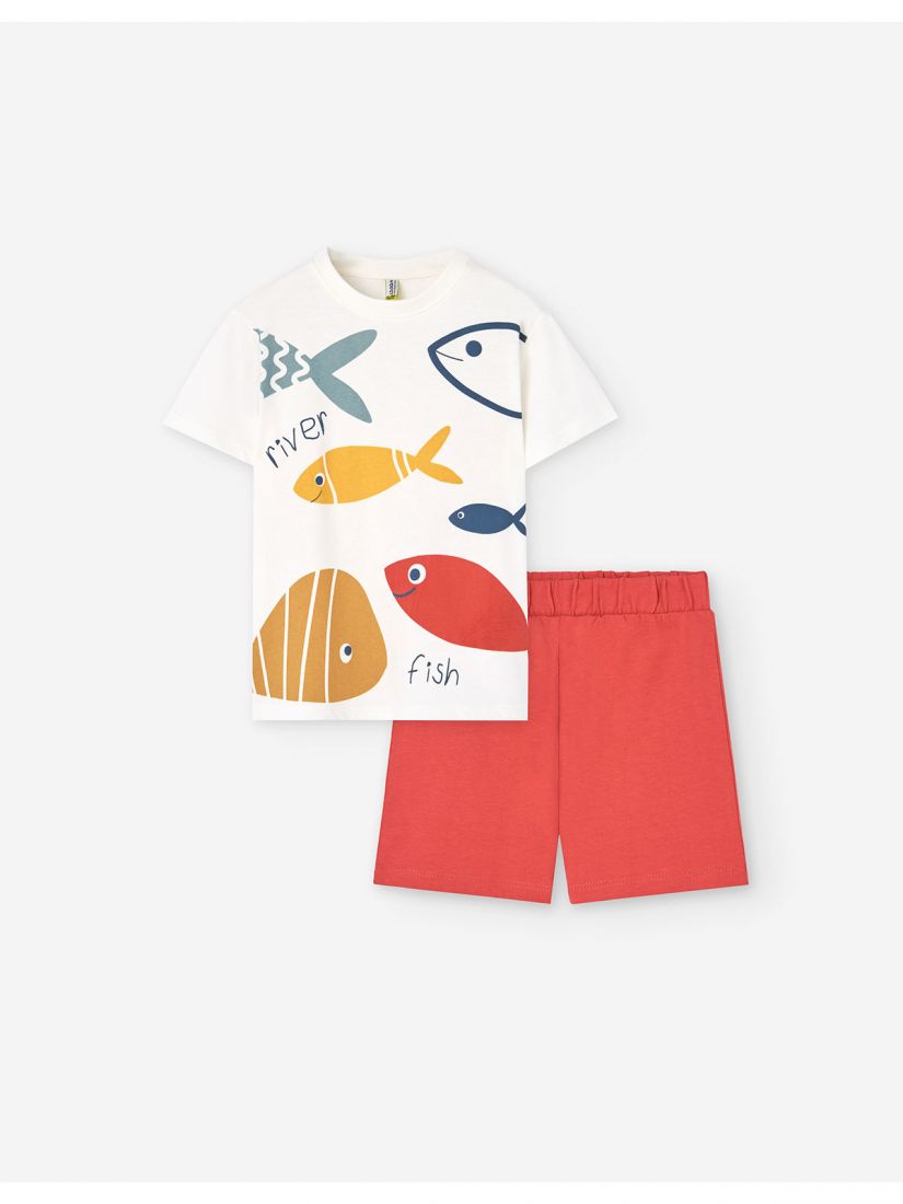 Σετ μπλούζα με βερμούδα και print βυθός εκάι