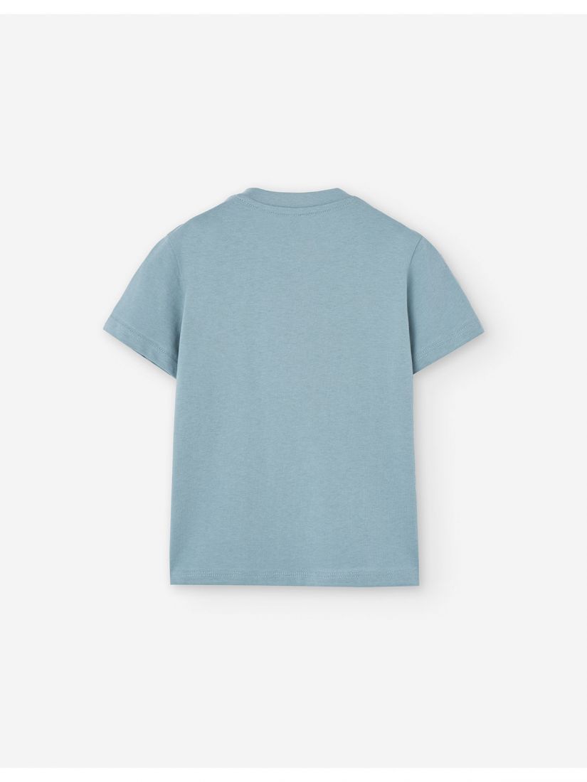 Mπλούζα κοντομάνικη με print 'wild river and fish' με 3D ουρά πετρόλ