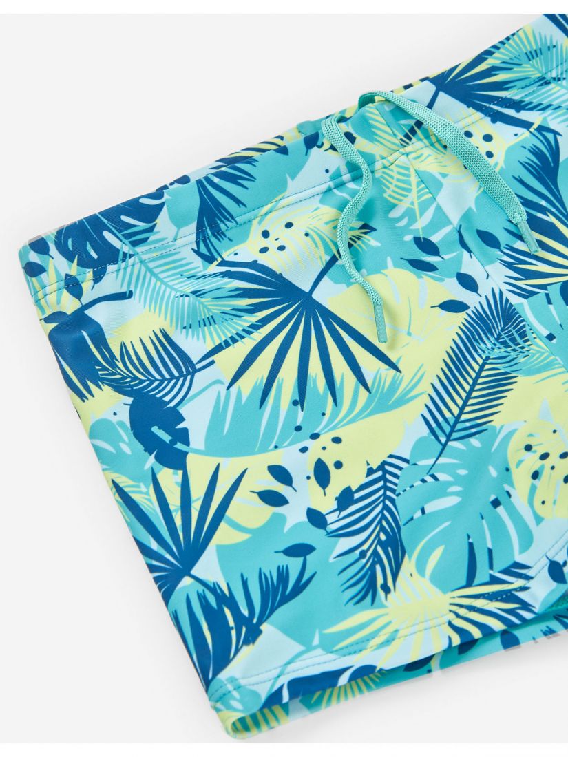 Μαγιό boxer με tropical print μέντα