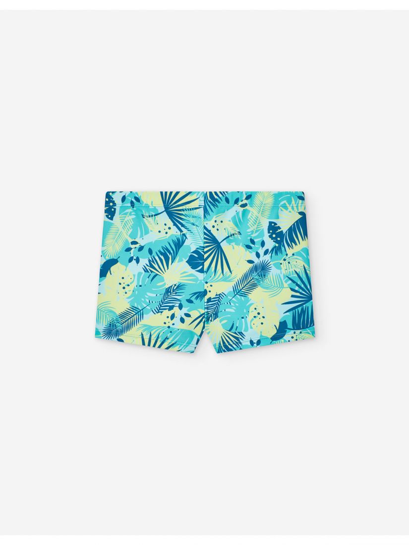 Μαγιό boxer με tropical print μέντα