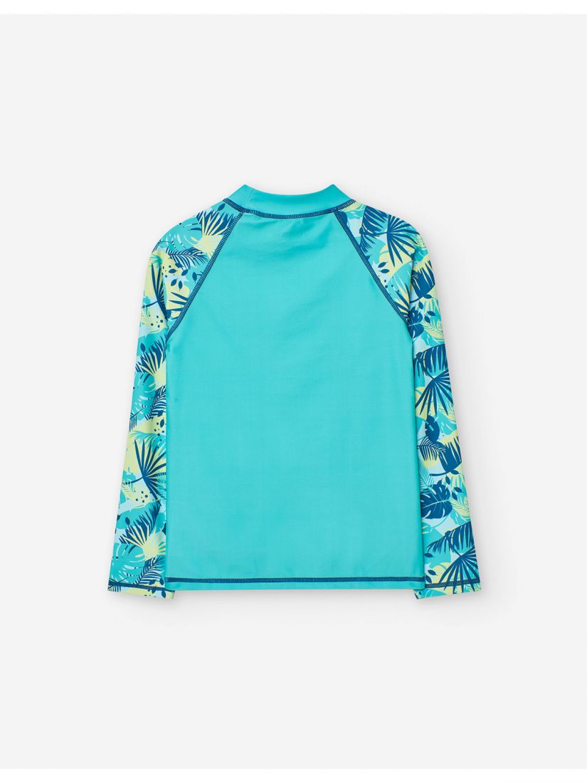 Αντηλιακή μπλούζα μαγιό με SPF 40+ με tropical print μέντα