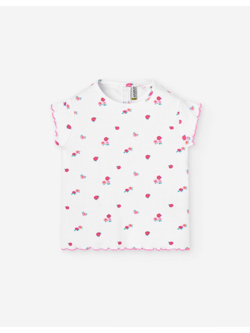 Μπλούζα ριπ με τριανταφυλλάκια λευκό