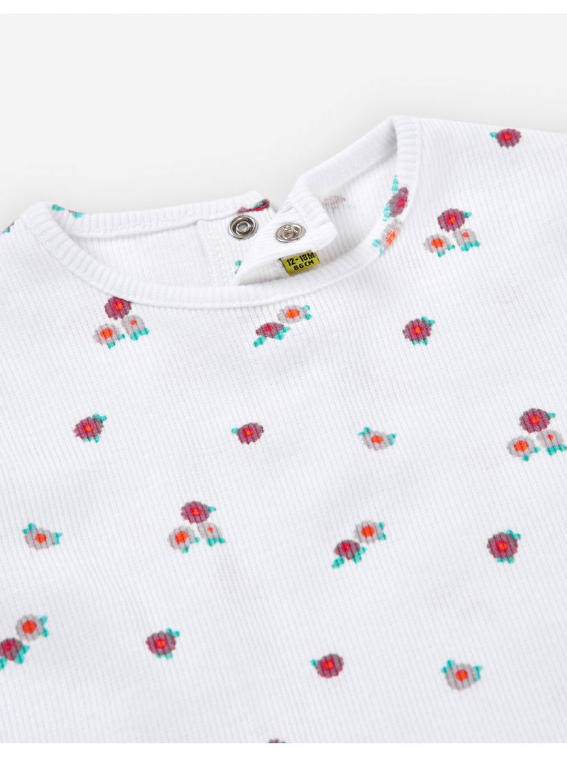 Μπλούζα ριπ με τριανταφυλλάκια λευκό