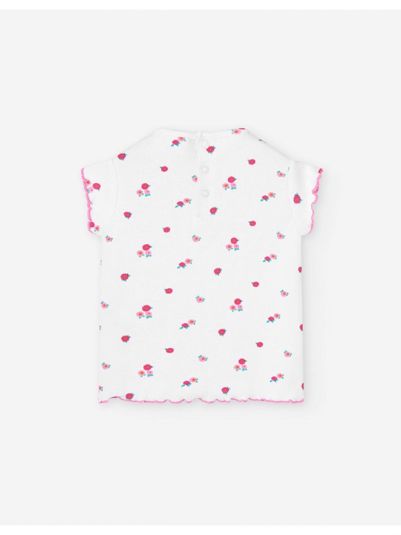 Μπλούζα ριπ με τριανταφυλλάκια λευκό