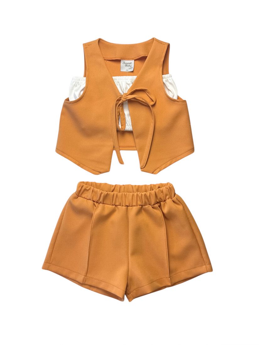 Σετ μπουστάκι, γιλέκο και σορτς ελληνικής ραφής κορίτσι μεγάλο εκάι