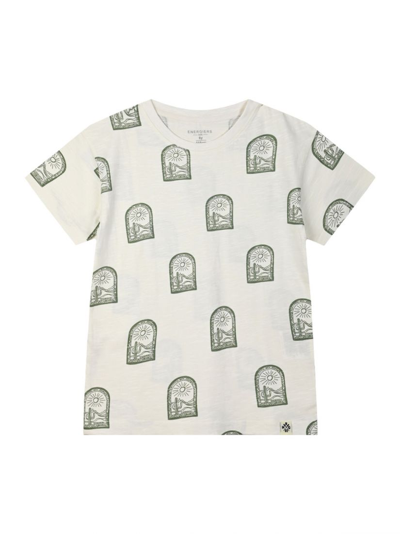 Μπλούζα κοντομάνικη με desert print μπεζ