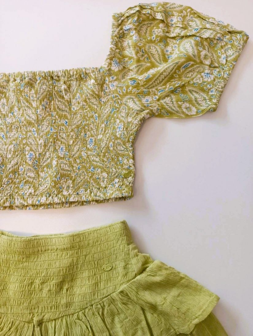 Crop top με ethnic σχέδια με έξω ώμους LSN TRY λάιμ