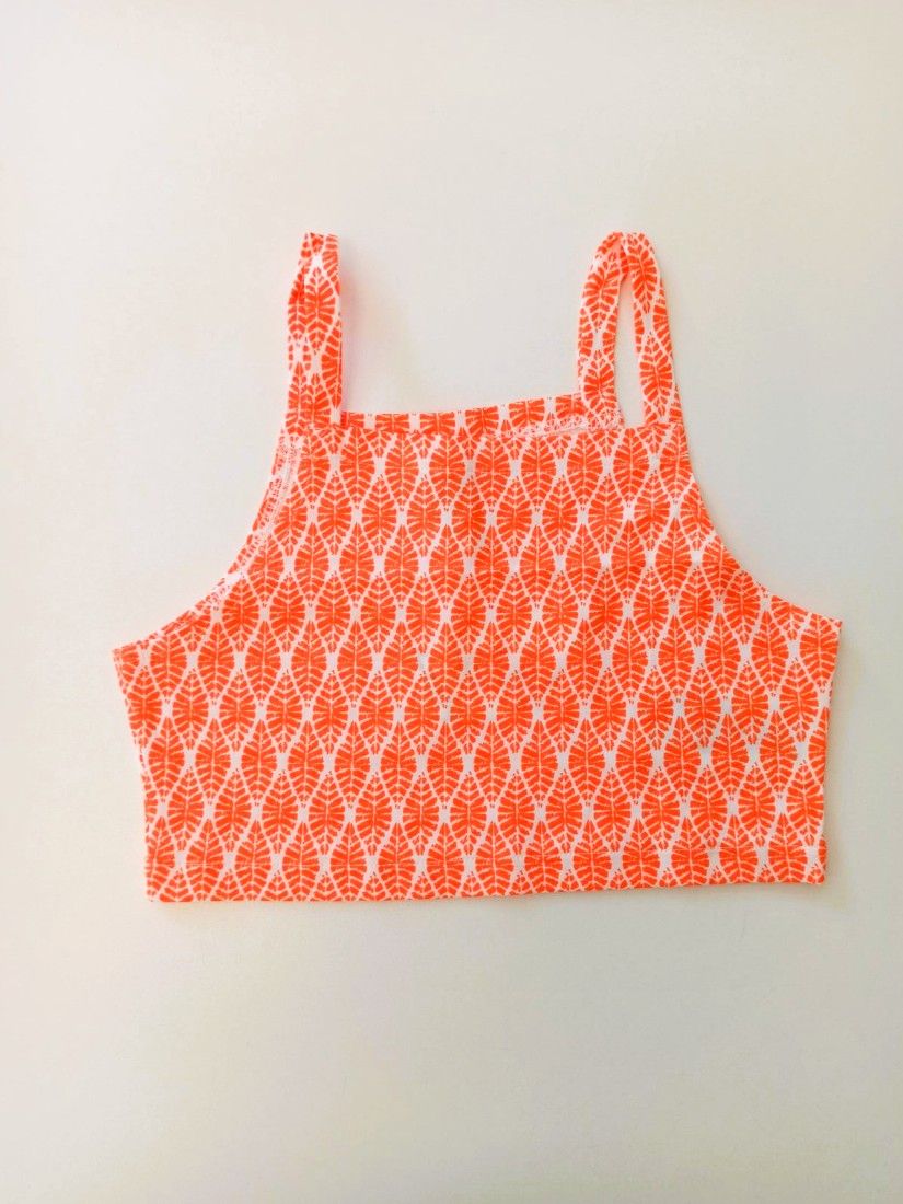 Κροπ τοπ με γεωμετρικά print πορτοκαλί