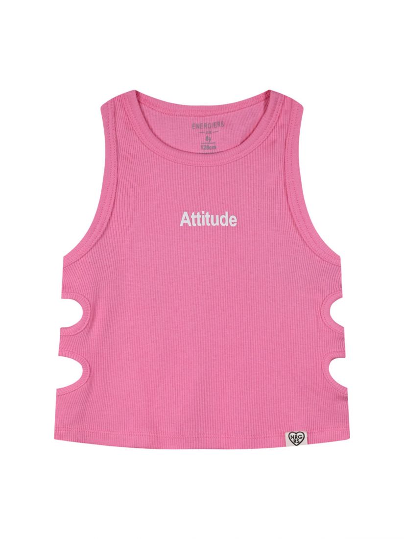 Κροπ τοπ με ανοίγματα στα πλάγια και print attitude ροζ