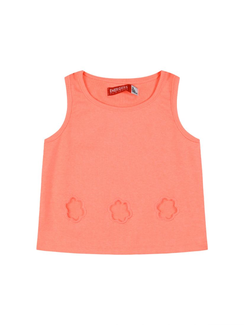 Κροπ τοπ μονόχρωμο με ανοίγματα σε σχήμα λουλουδάκι κοραλί