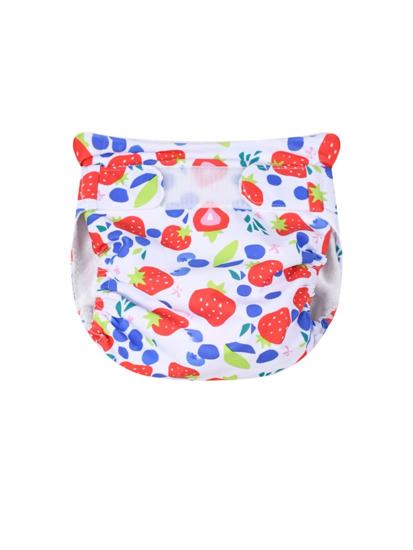 Μαγιό πάνα print φραουλίτσες με αυτοκόλλητα  κόκκινο