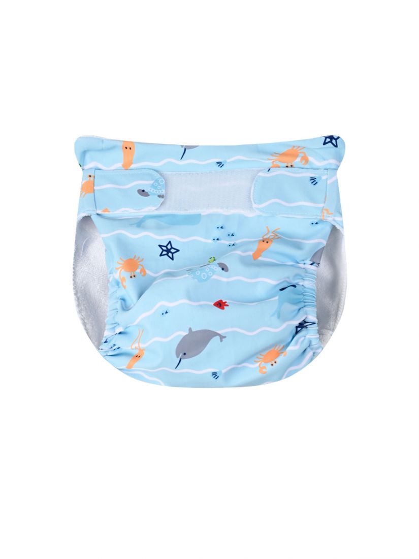 Μαγιό πάνα print βύθος με αυτοκόλλητα  γαλάζιο