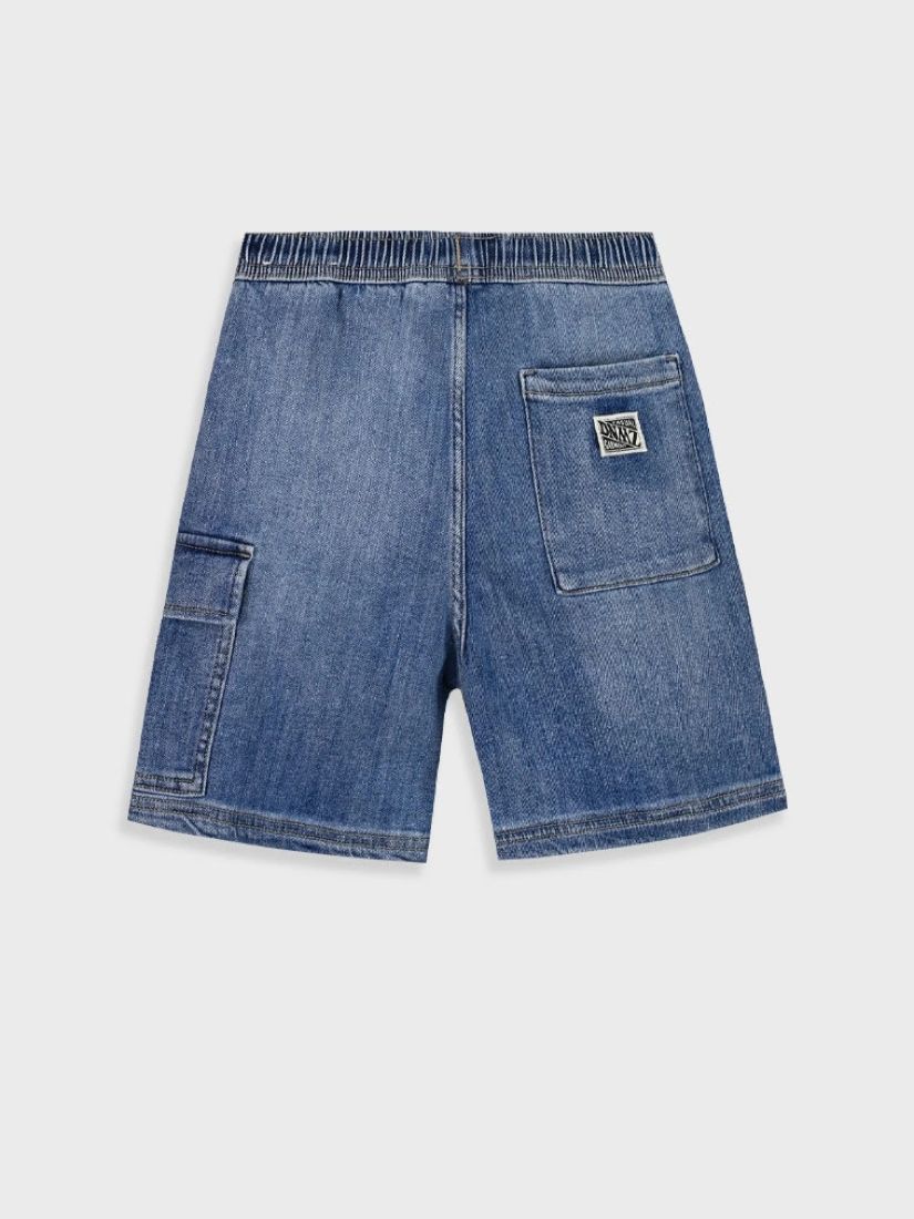 Βερμούδα τζιν Cargo με λάστιχο και τσέπες μπλε