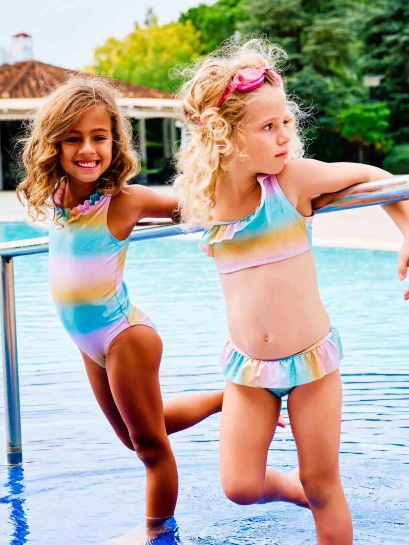 Μαγιό μπικίνι με εφέ mermaid και βολάν βεραμάν