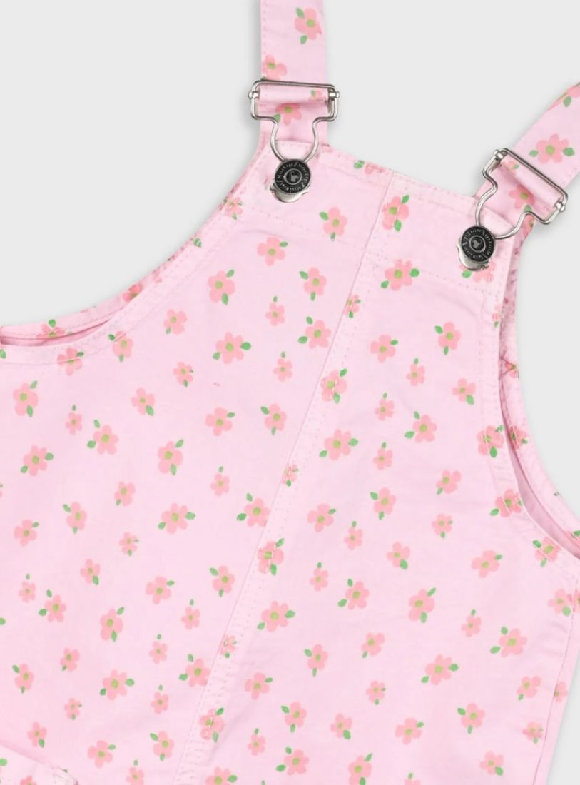 Σετ σαλοπέτα με λουλουδάκια και μπλούζα με βολάν ροζ