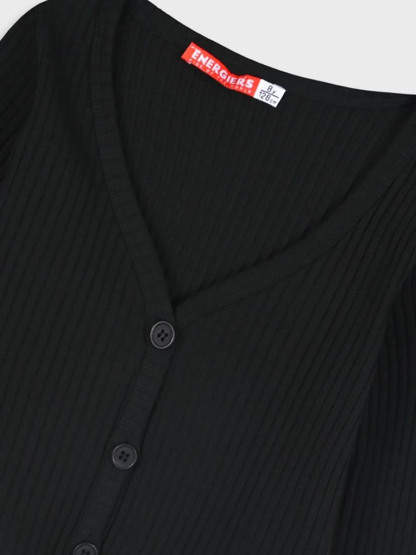 Ζακετάκι ριπ μονόχρωμο με κουμπάκια μαύρο