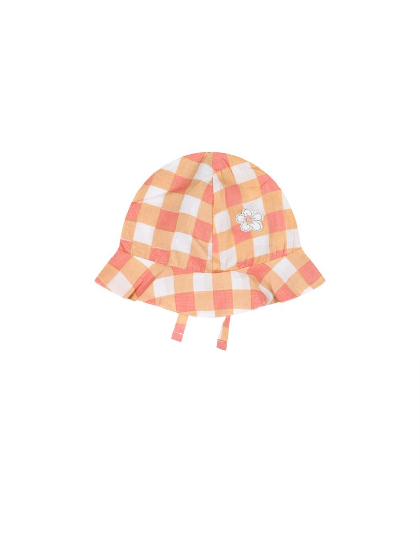 Καπέλο βρεφικό καρώ πορτοκαλί