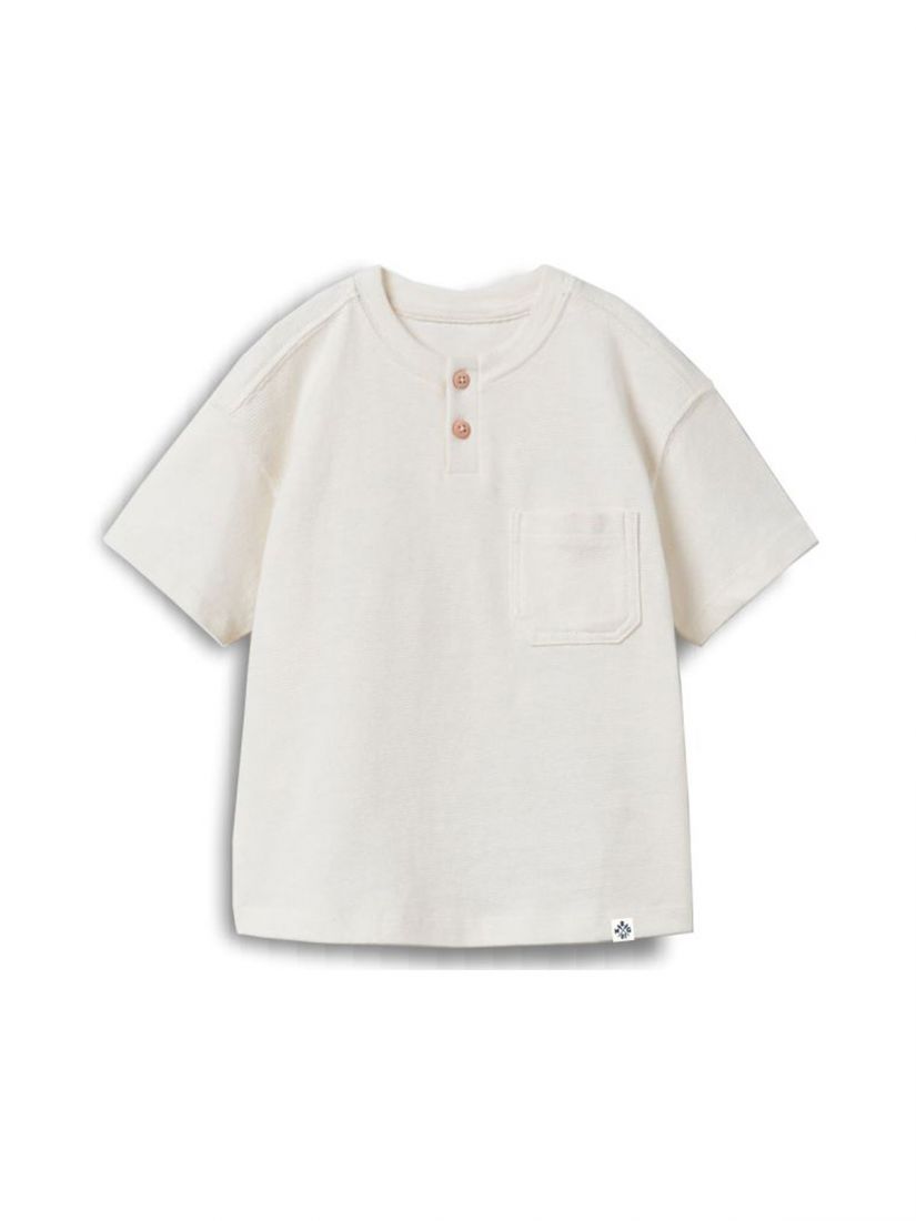 Μπλούζα με μάο γιακά μονόχρωμη με τσέπη εκρού