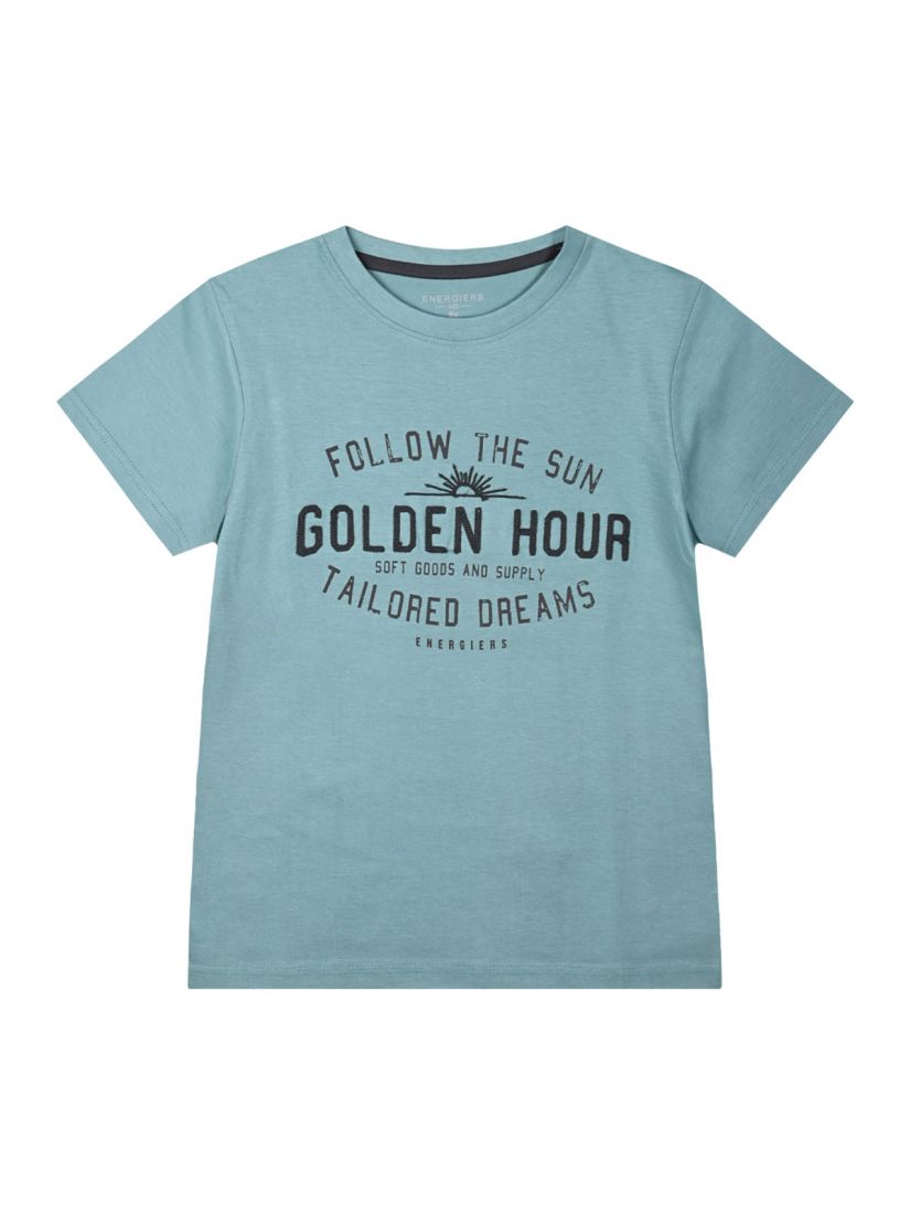 Μπλούζα κοντομάνικη με print Golden Hour πετρόλ