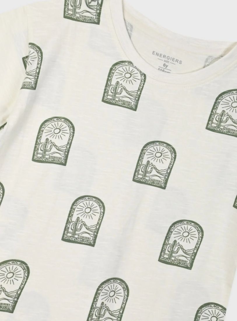 Μπλούζα κοντομάνικη με desert print μπεζ