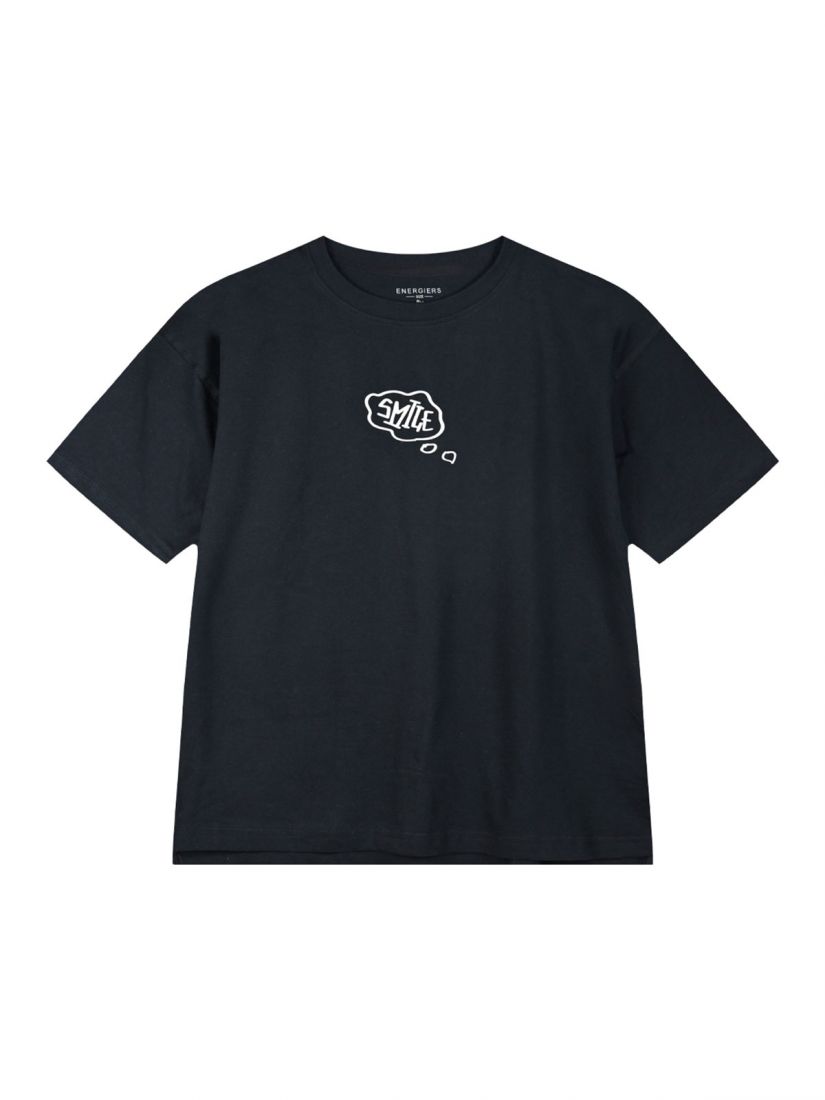 T-shirt φαρδύ με graffiti στην πλάτη μαύρο