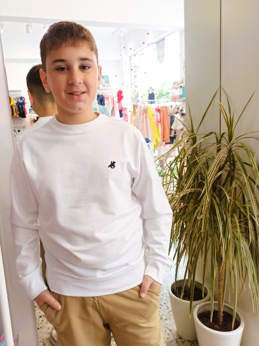 Μπλούζα φούτερ μονόχρωμη Polo Club λεπτή Unisex λευκό