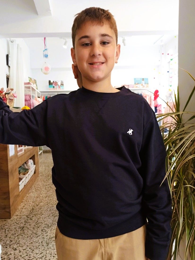 Μπλούζα φούτερ μονόχρωμη Polo Club λεπτή Unisex Junior μπλε