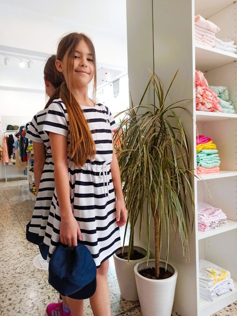 Φόρεμα ριγέ Polo Club με ζώνη λευκό