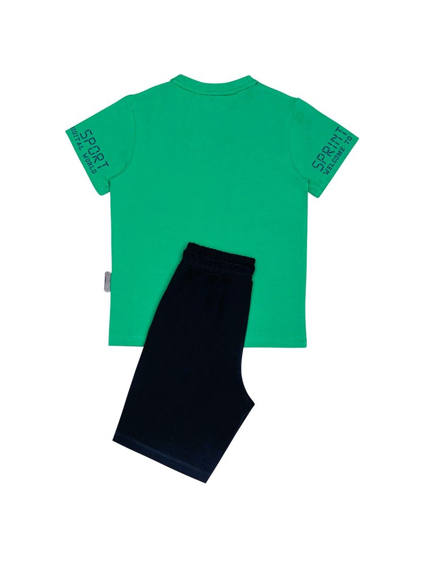 Σετ μπλούζα και βερμούδα με print crack the code πράσινο