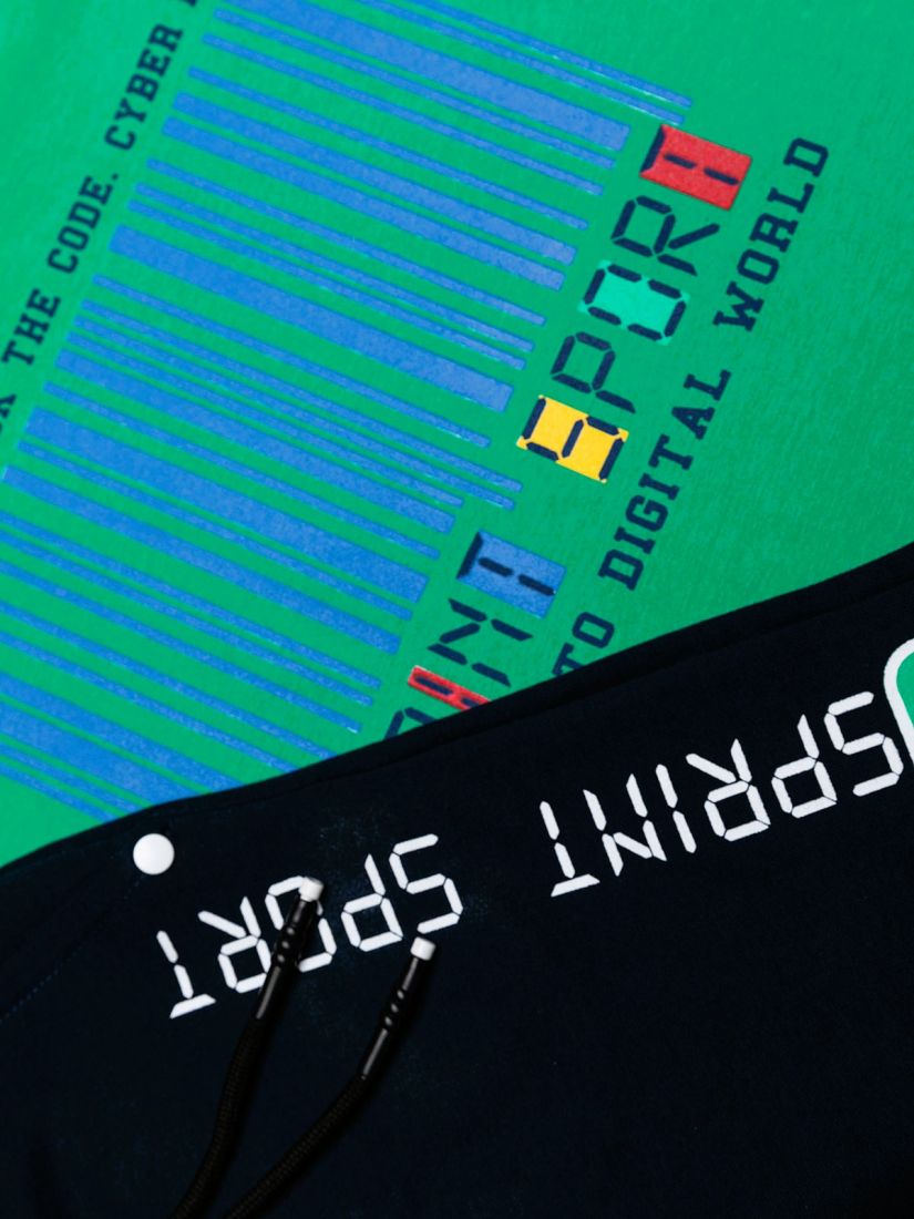 Σετ μπλούζα και βερμούδα με print crack the code πράσινο