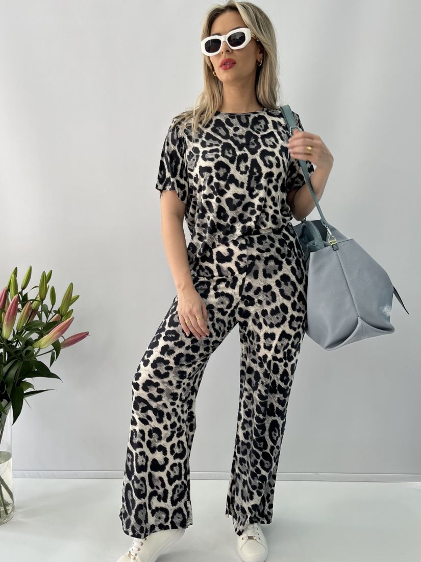 Μπλούζα κοντομάνικη animal print μαύρο
