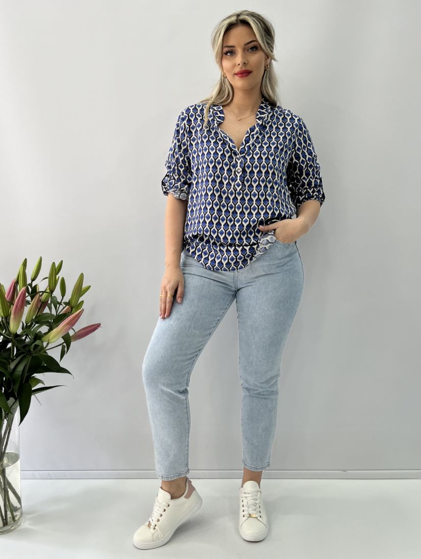 Παντελόνι jean mom fit  σιέλ